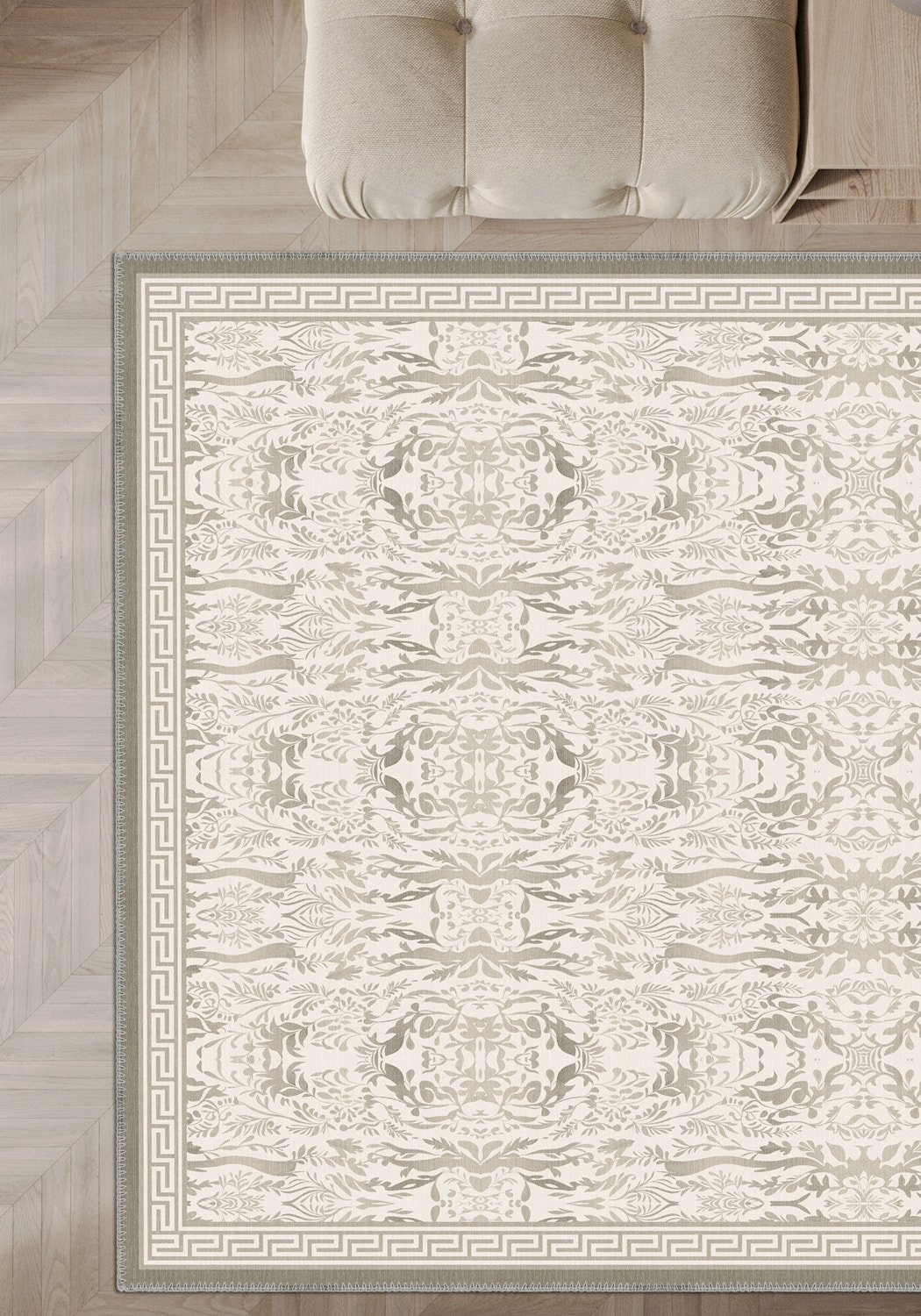 Aveline Beige Distressed Foliage Rug