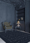 Aveline Deep Navy Damask Rug