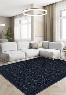 Aveline Deep Navy Damask Rug
