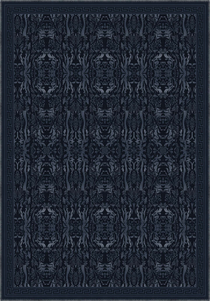 Aveline Deep Navy Damask Rug