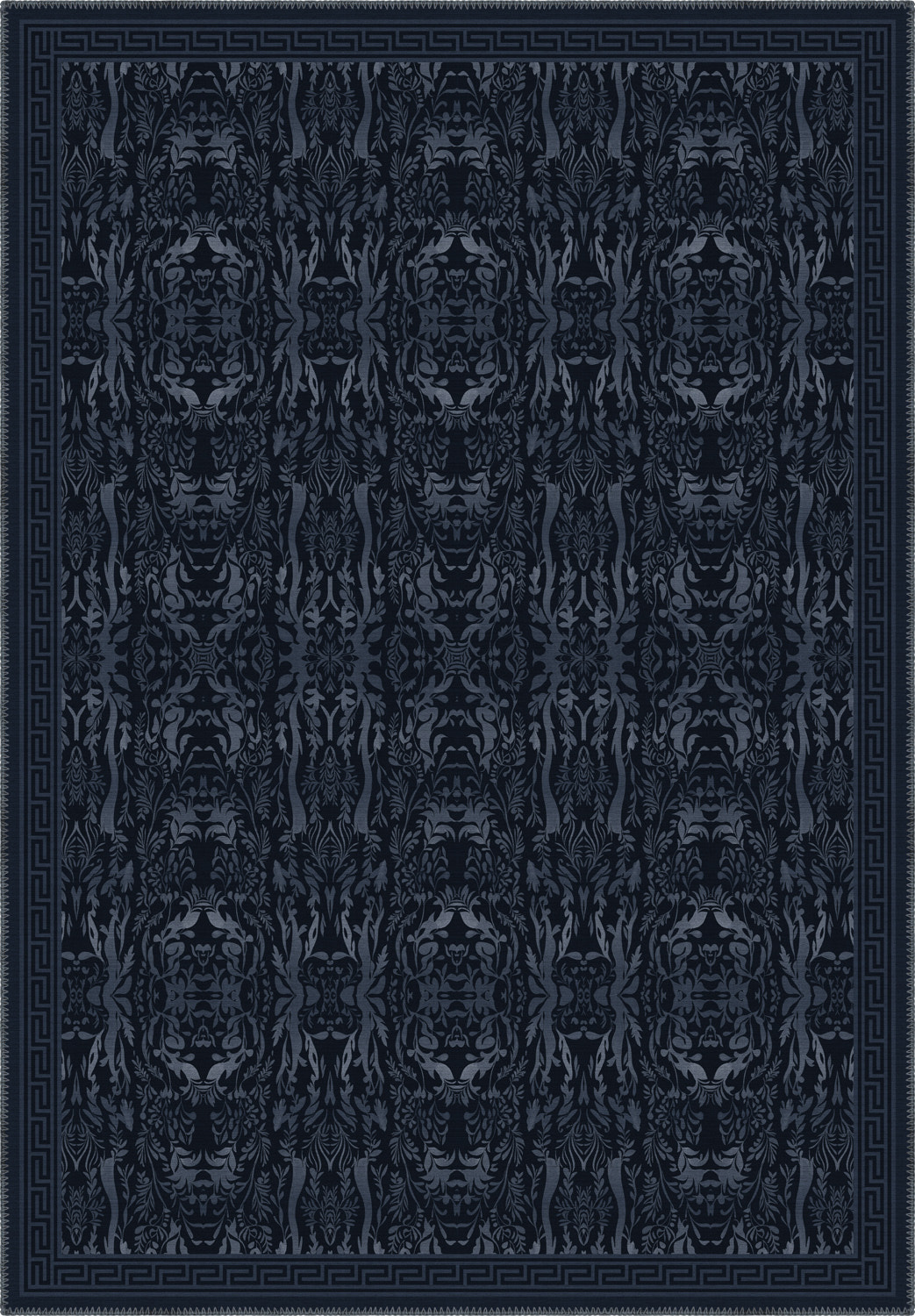Aveline Deep Navy Damask Rug