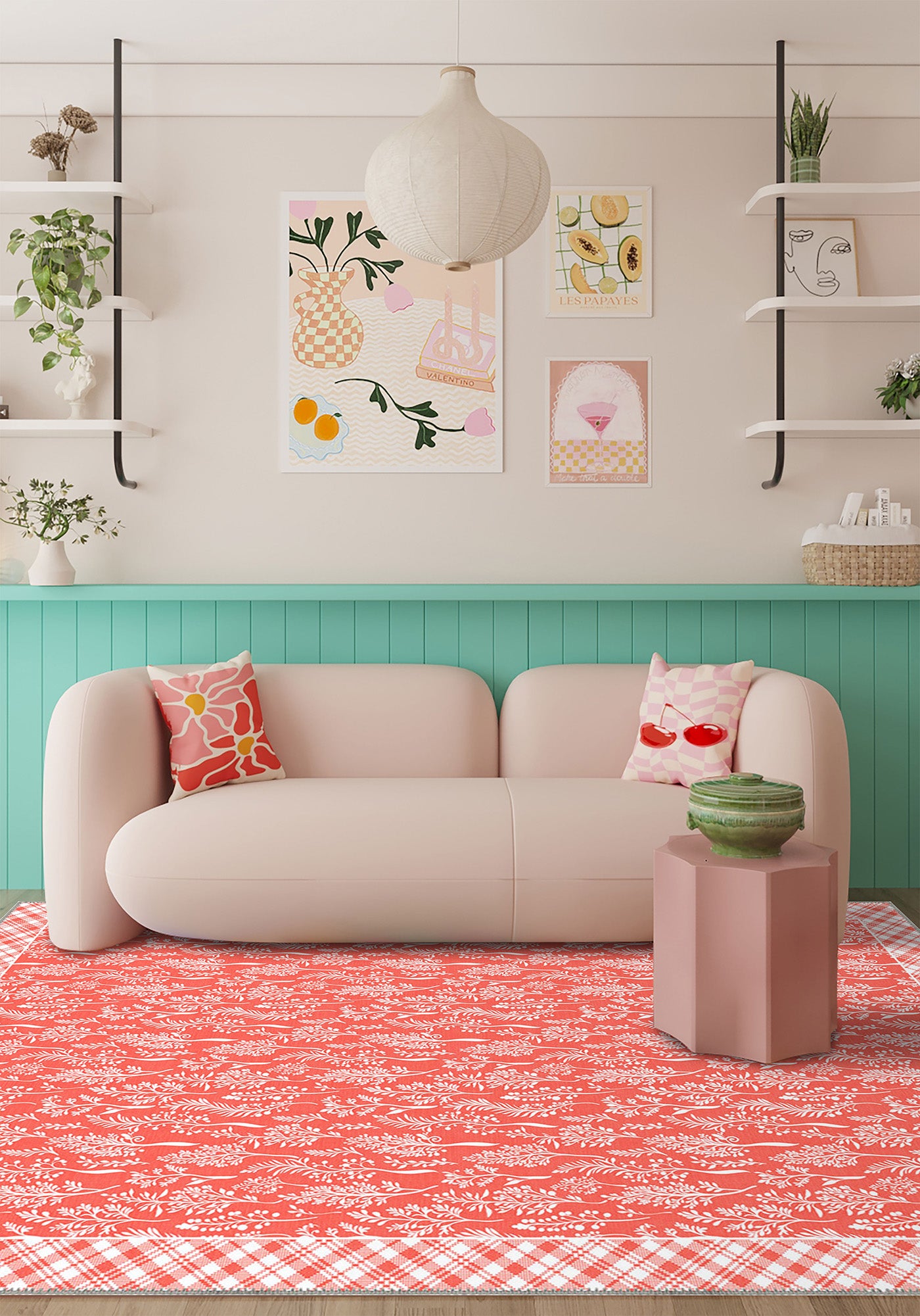 Alder Floral Coral Rug