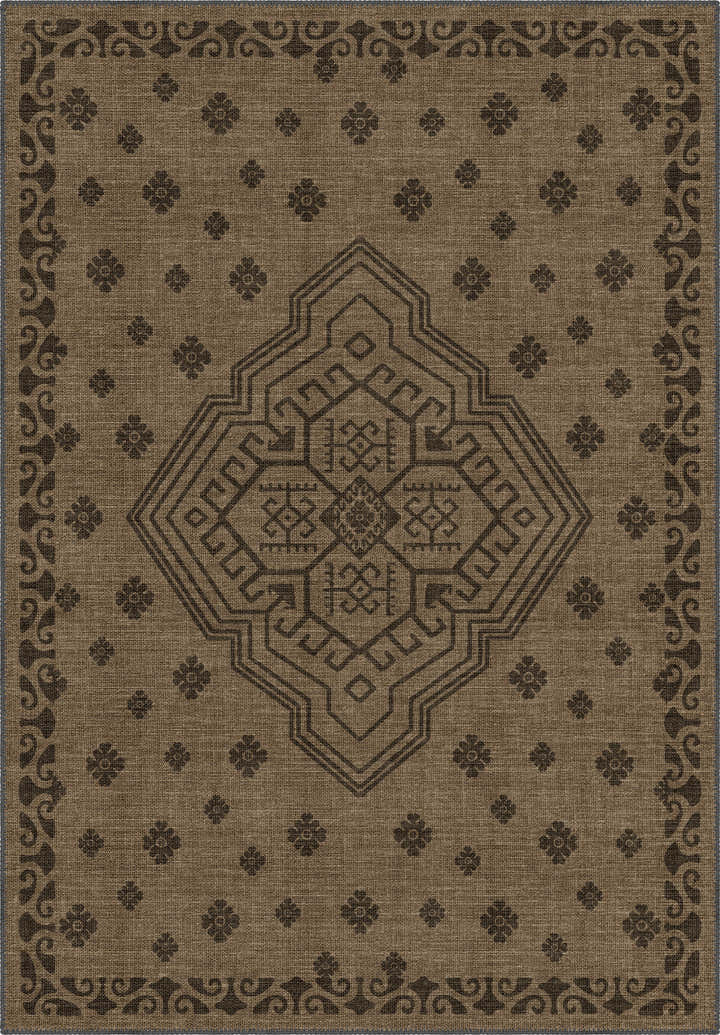 Brown hessian rug, rustic rug.