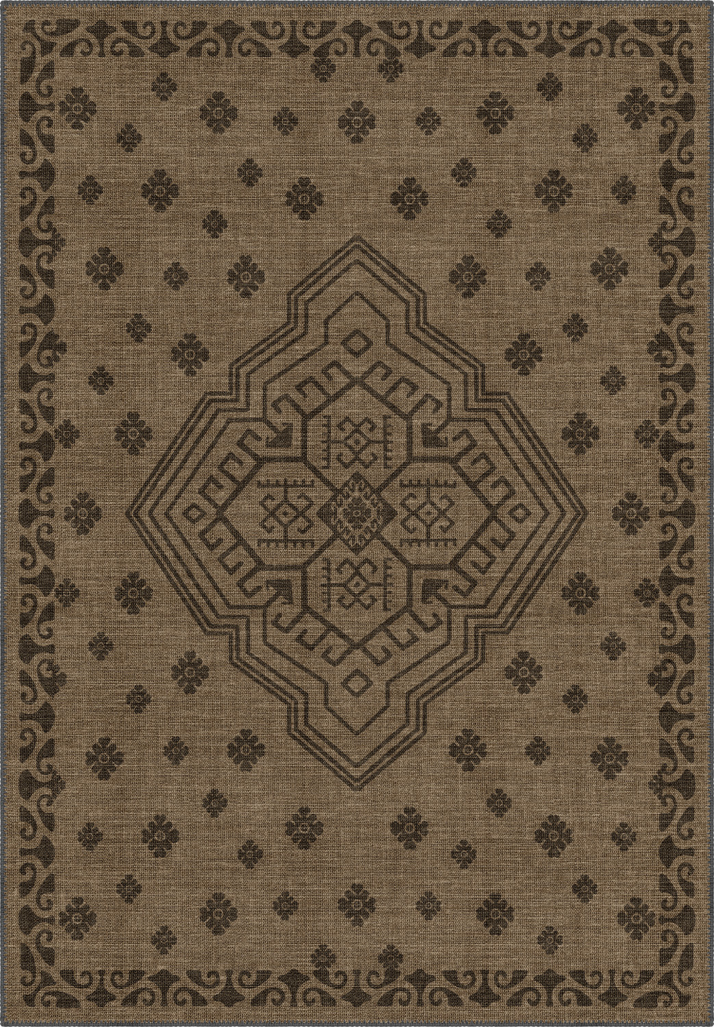 Brown hessian rug, rustic rug.