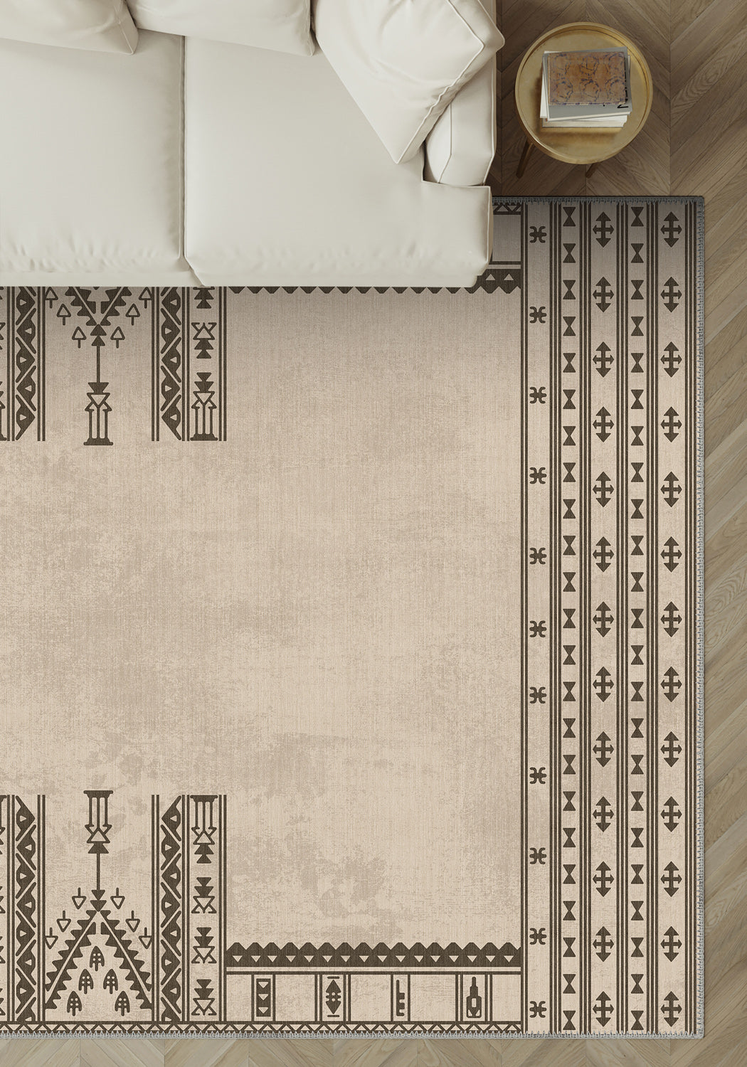 Beige Scandi Rug for Living Room