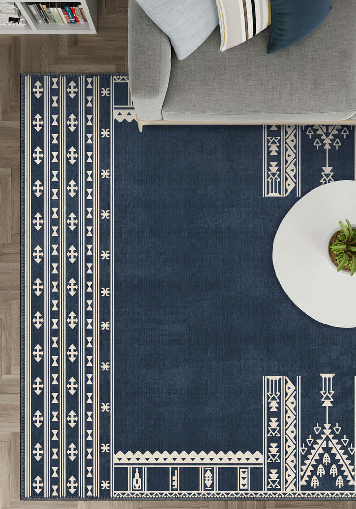 Kora Navy Scandi Rug
