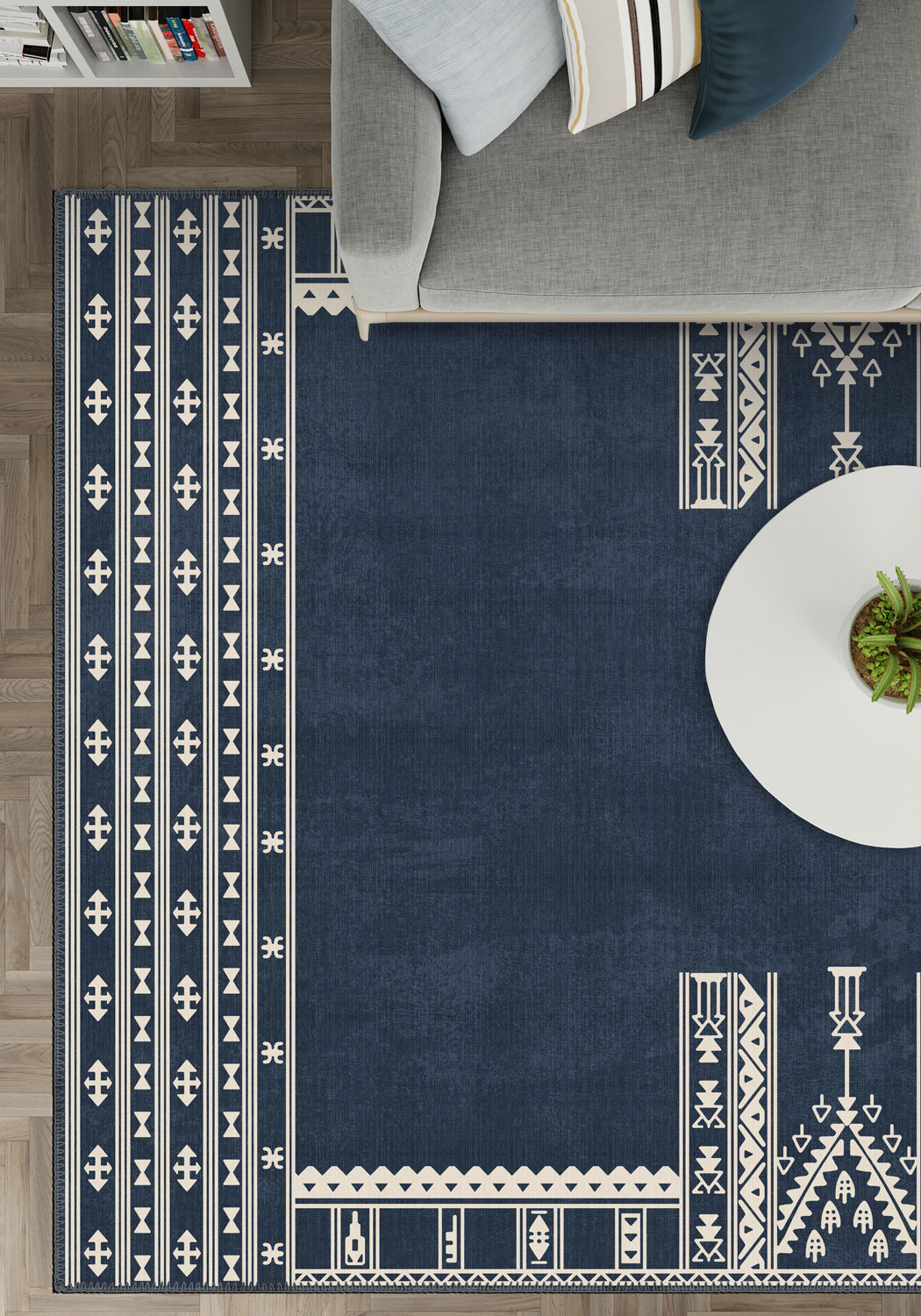 Kora Navy Scandi Rug