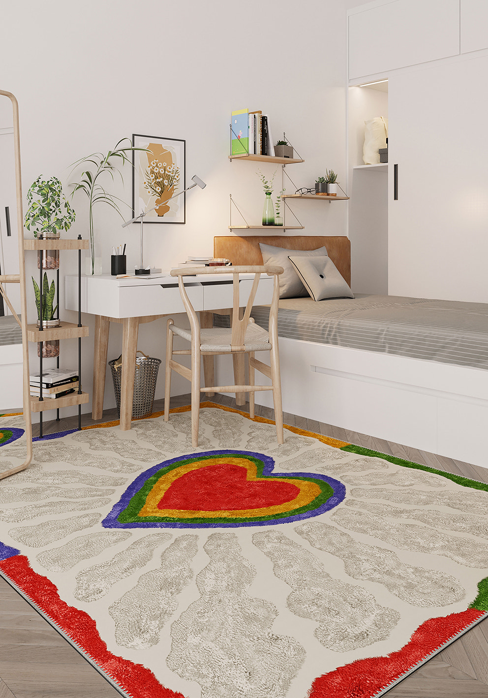 Heart rug for bedroom.