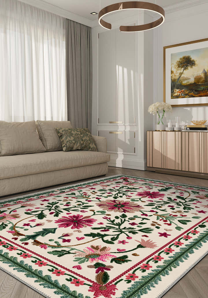 Floral turkish rug for living room.