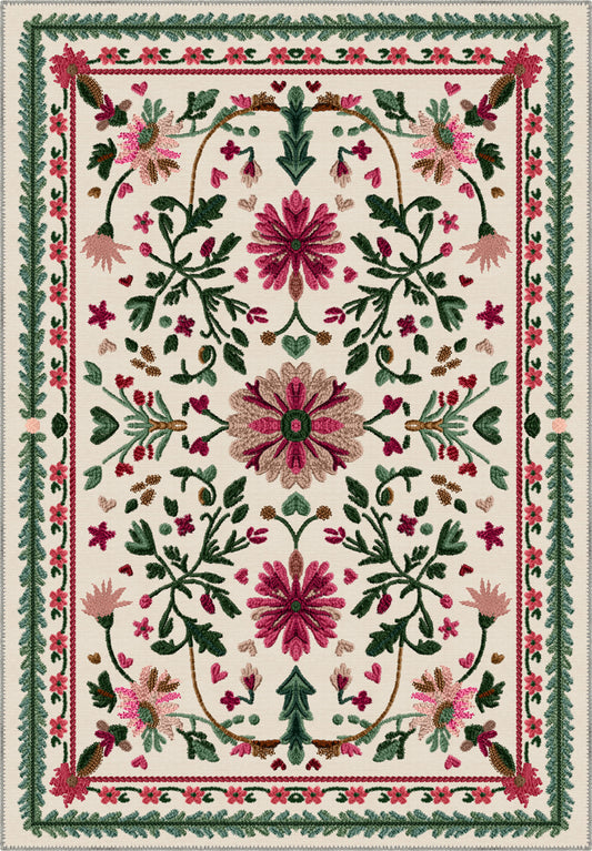 Colorful floral turkish rug for living room.
