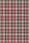 Tartan rug with red, green, and white colors.