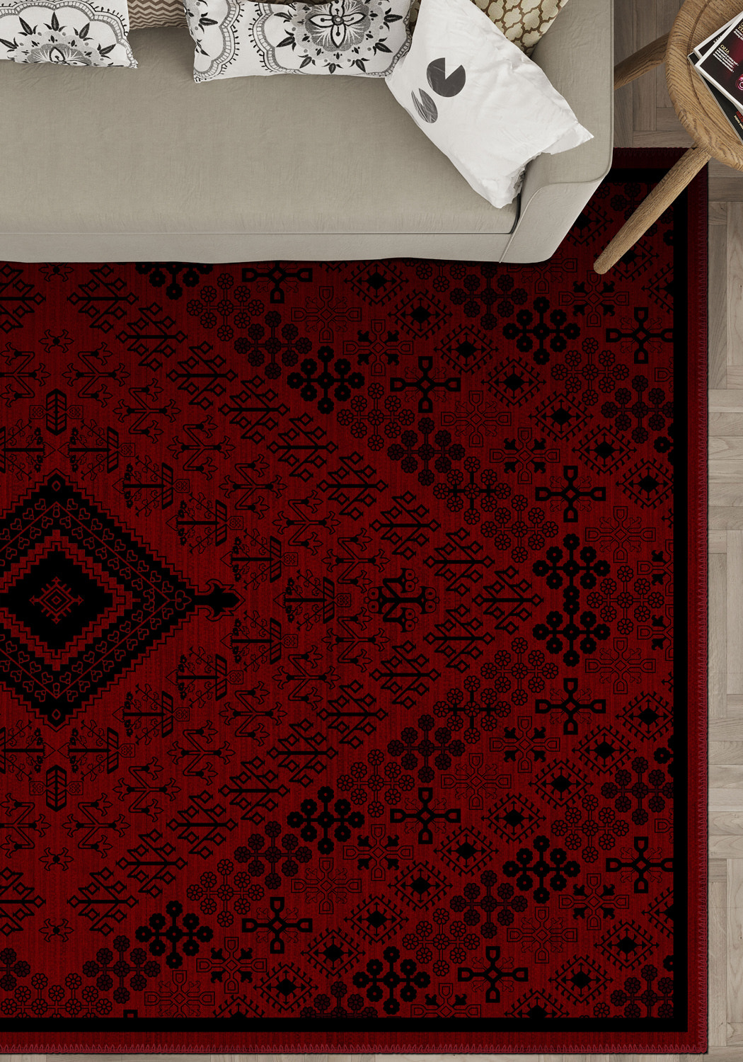 Burgundy persian rug for living room
