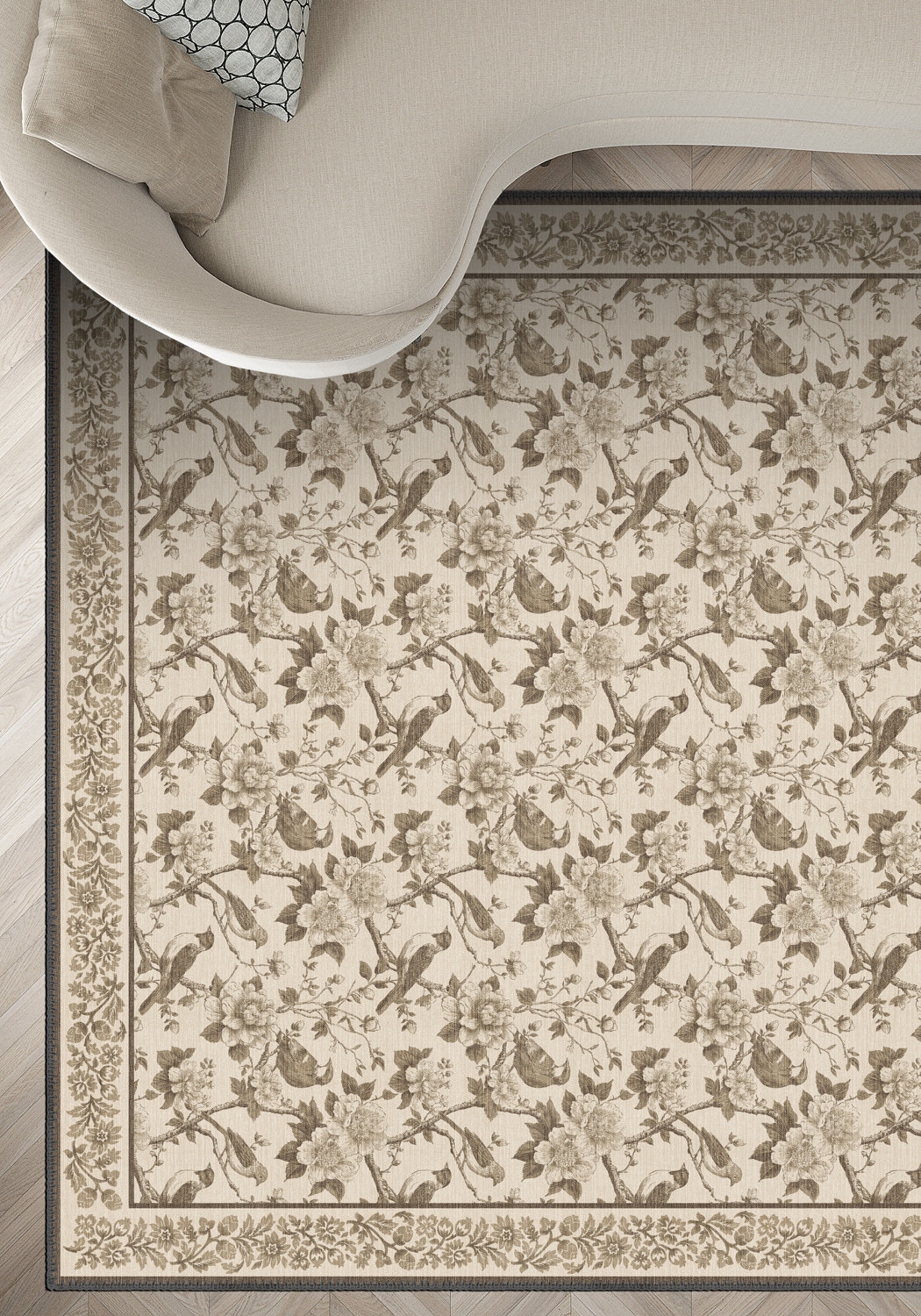 Isolde Taupe Bird Rug