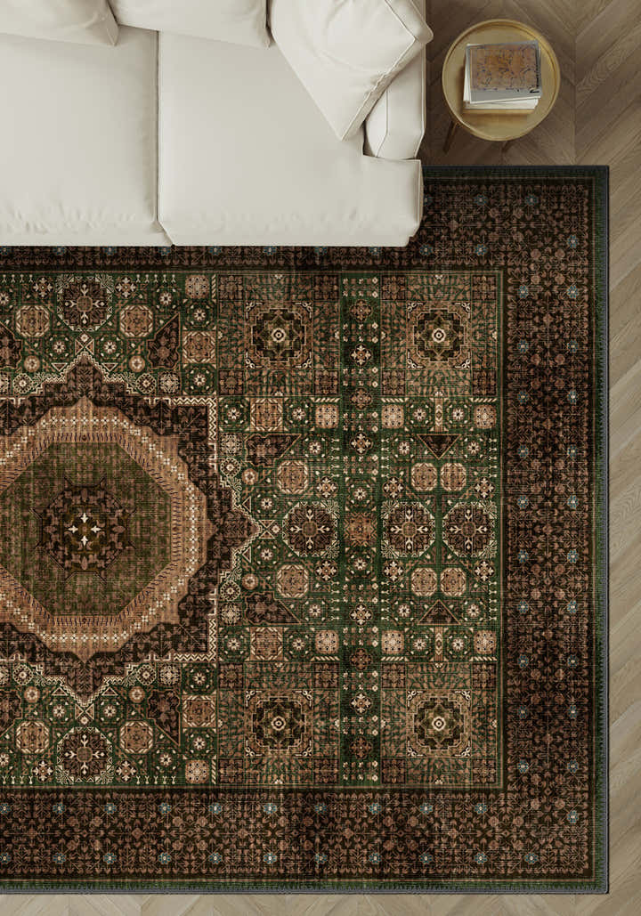 Yasmin Deep Green Mamluk Rug