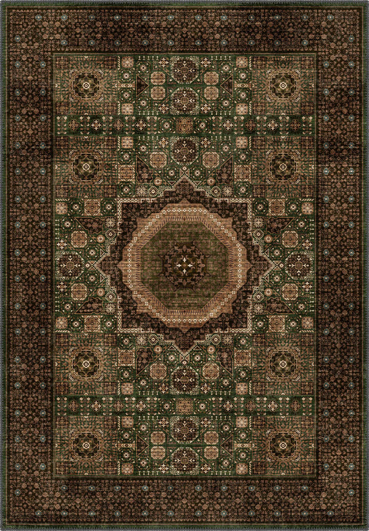 Yasmin Deep Green Mamluk Rug