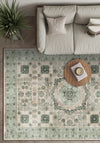 Sage green Mamluk rug for living room.