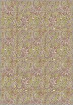 Olive green paisley rug for living room.