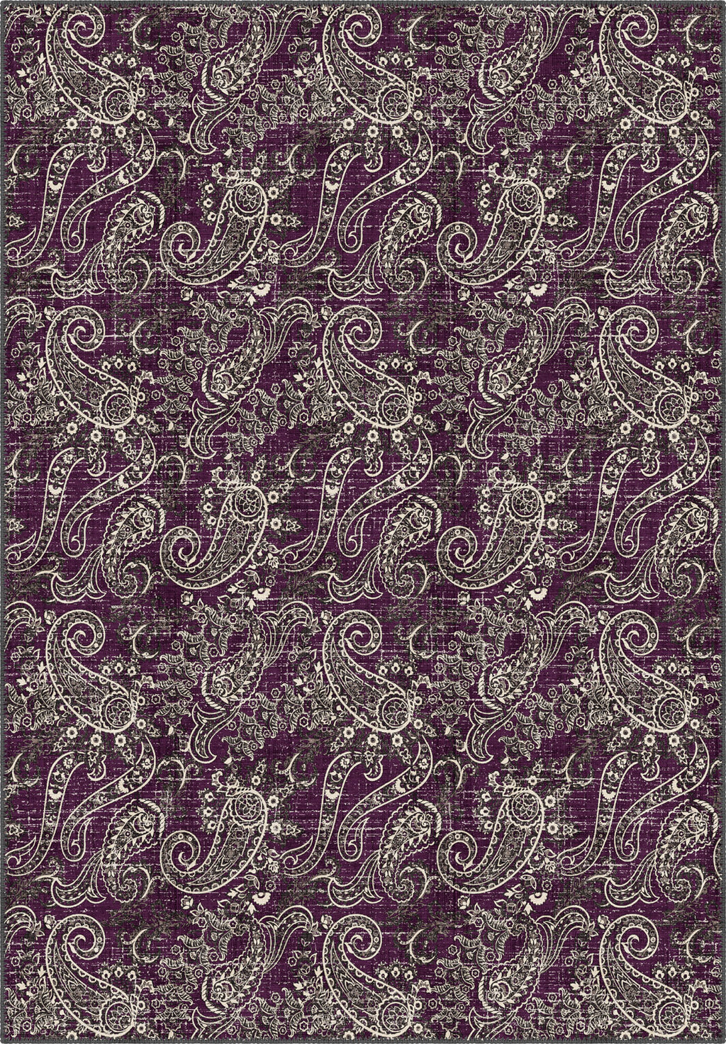 Purple paisley rug for living room.