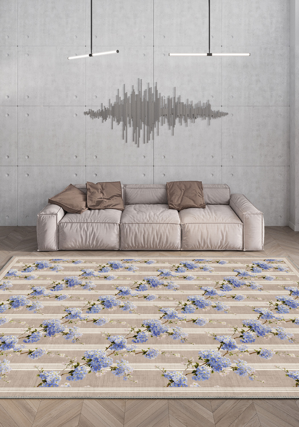 Lilac hydrangea rug for living room.