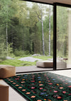Botanical kilim rug for living room.