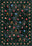 Kilim rug with floral patterns on a dark green and black background