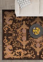 Brown baroque rug for living room.