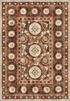 Bohemian terracotta rug with suzani motifs.