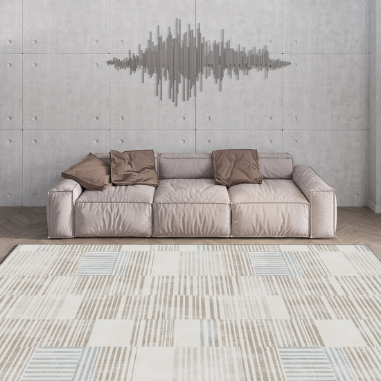 Modern striped rug for living room.
