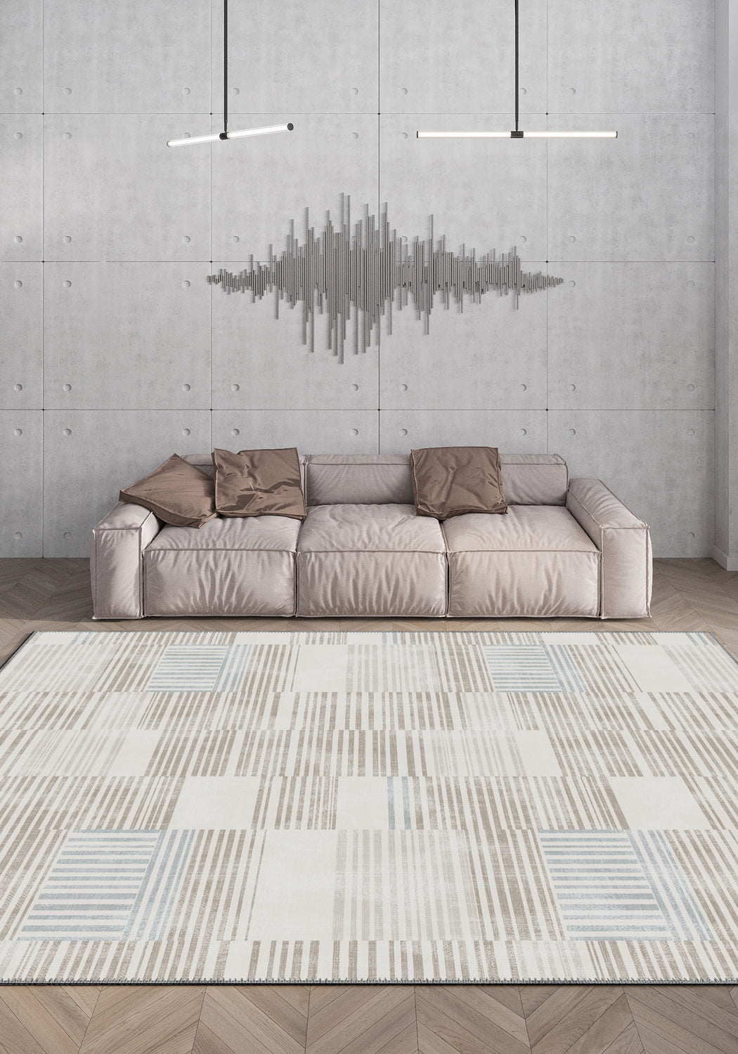 Modern striped rug for living room.