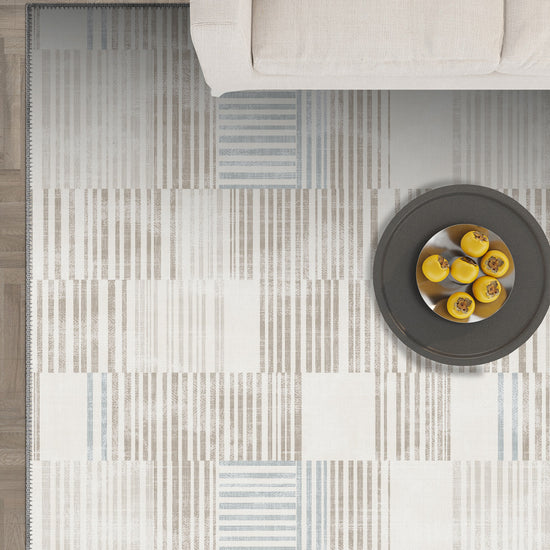 Ivory scandinavian rug for living room.