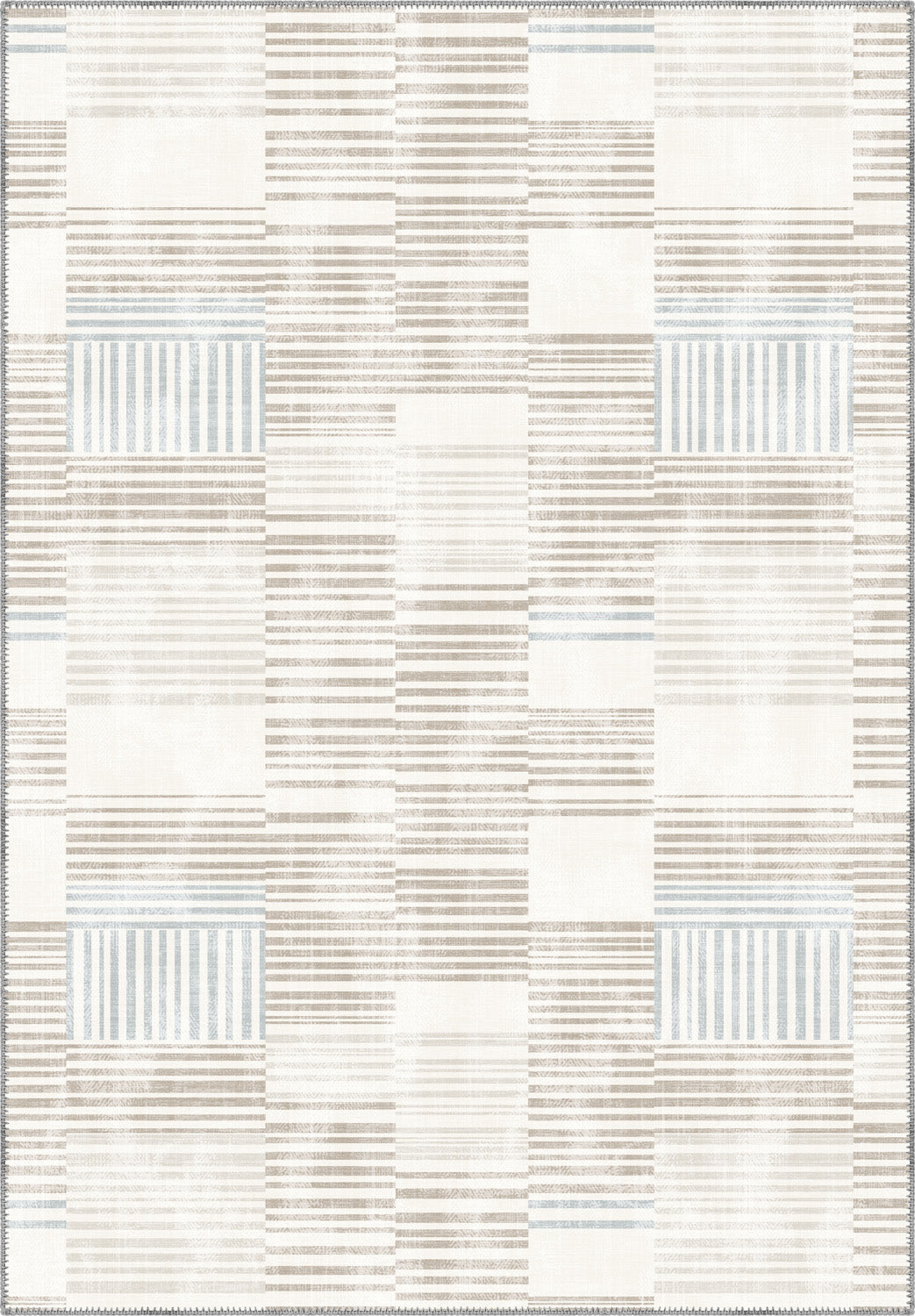 Modern minimalist rug in cream tones.