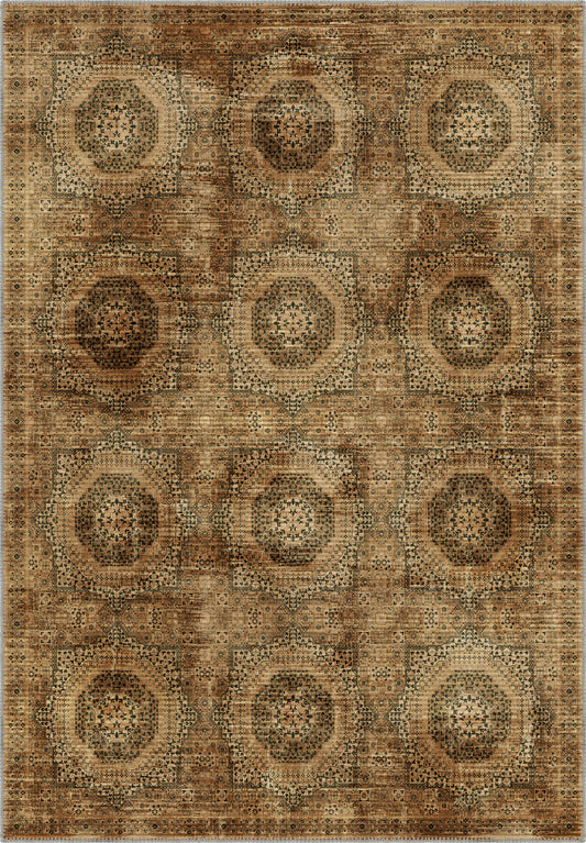 Brown Mamluk rug for living room.