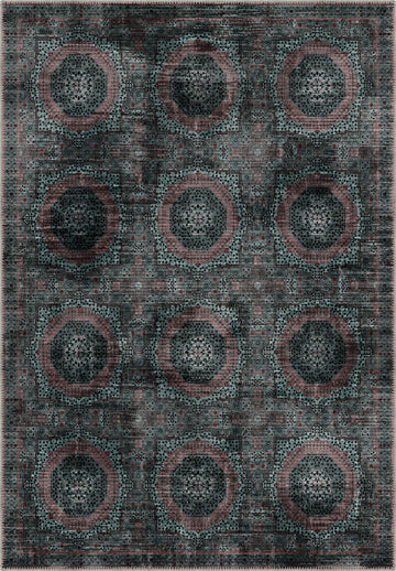 Deep teal Persian vintage rug for living room.