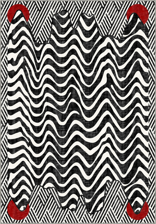 Black and white zebra rug for modern spaces.