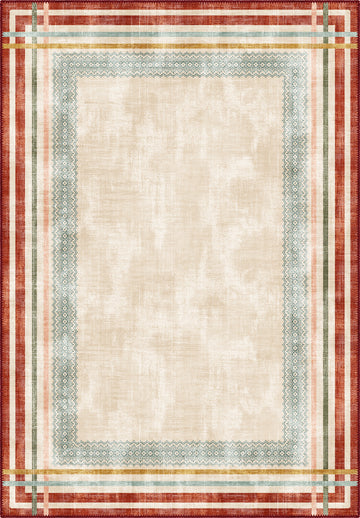 Colorful cream rug for living room.