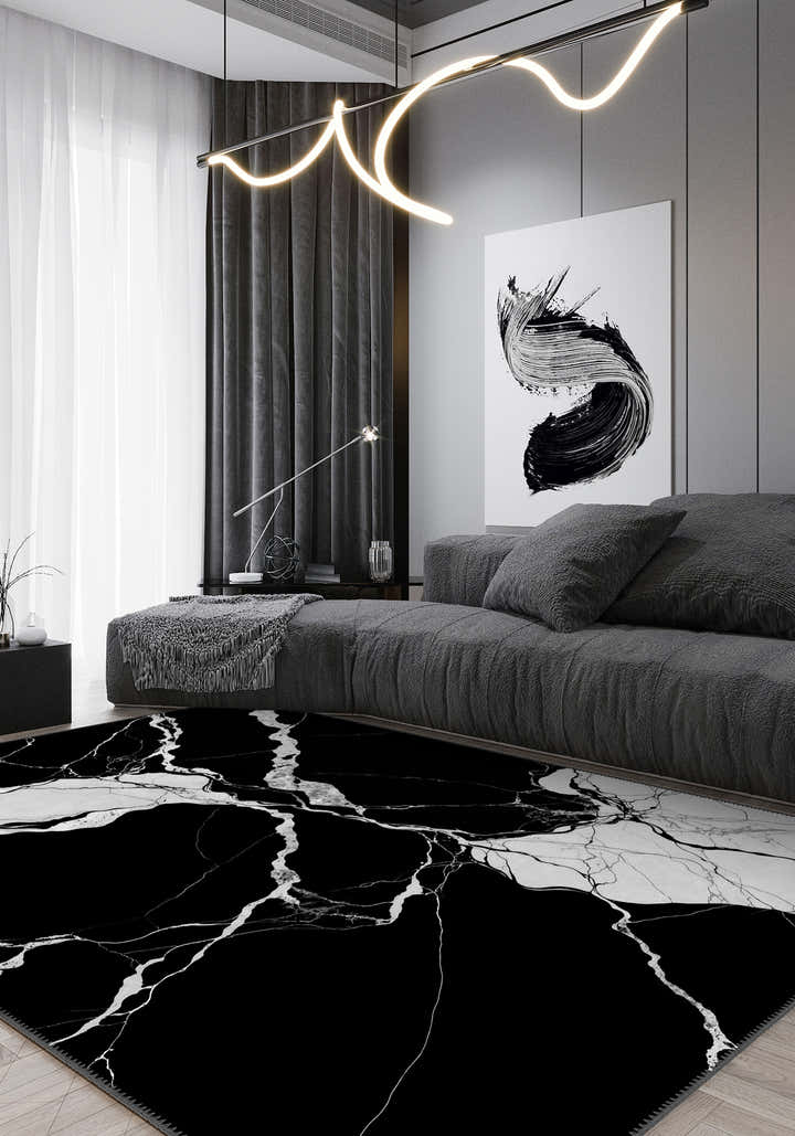 Black and White rug for living room.