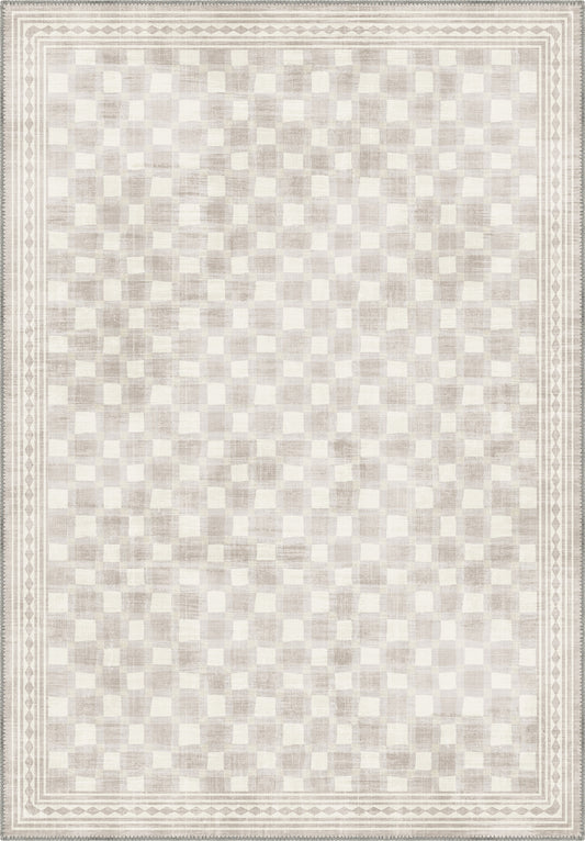 Ivory geometric rug for living room and bedrooms.