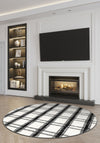 Black and white round rug for living room.