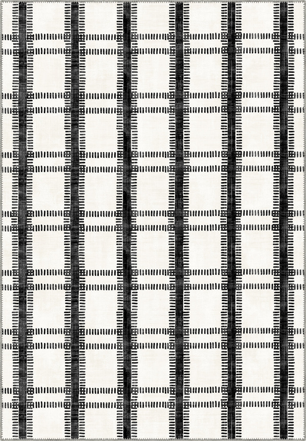 Black and white striped rug