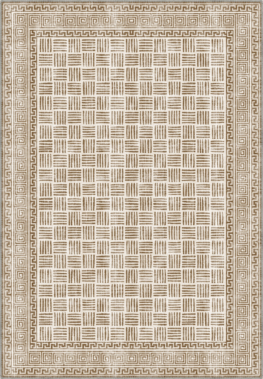 Geometric rug in sand, beige and brown tones