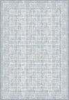 Geometric light blue rug for living room.