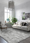 Black and white patterned rug for living room.