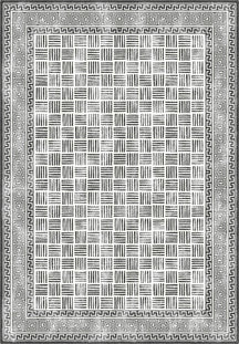 Black and white geometric rug.