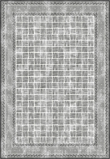 Black and white geometric rug.