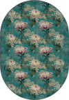 Chryselle Teal Chrysanthemum Rug