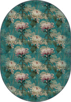 Chryselle Teal Chrysanthemum Rug