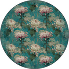 Chryselle Teal Chrysanthemum Rug