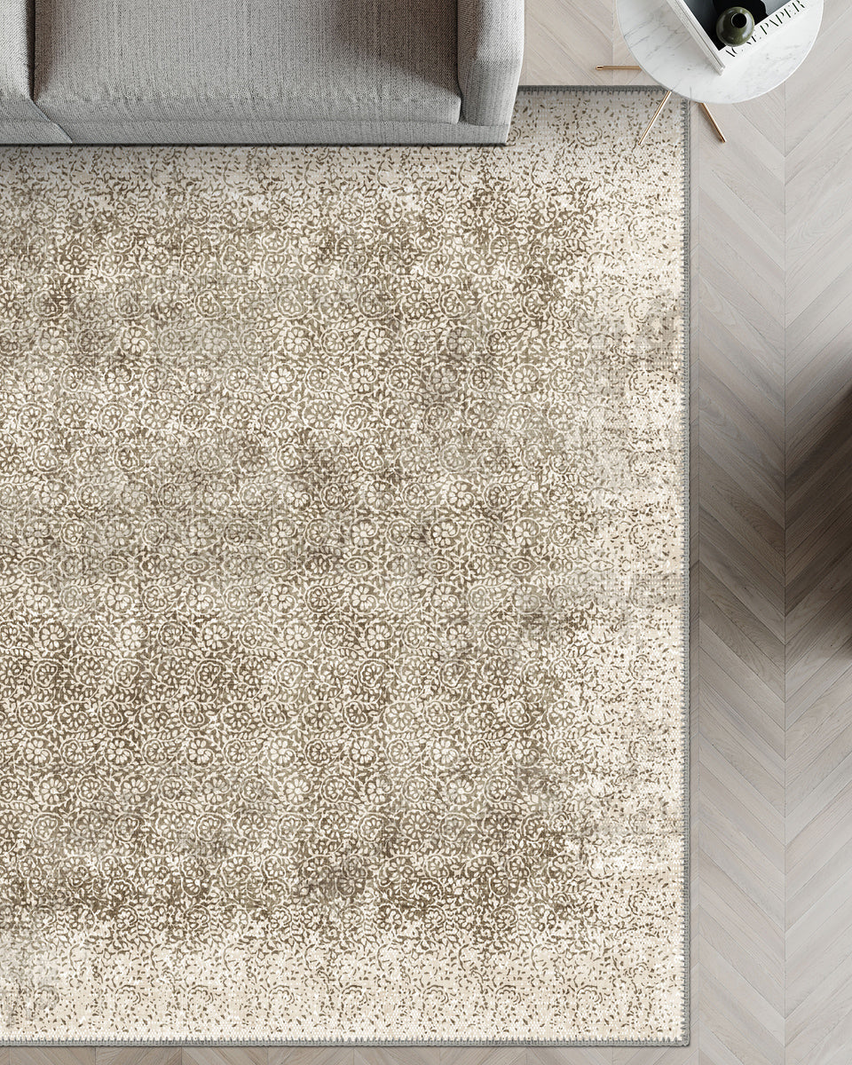 Rosalie Beige Vintage Floral Rug