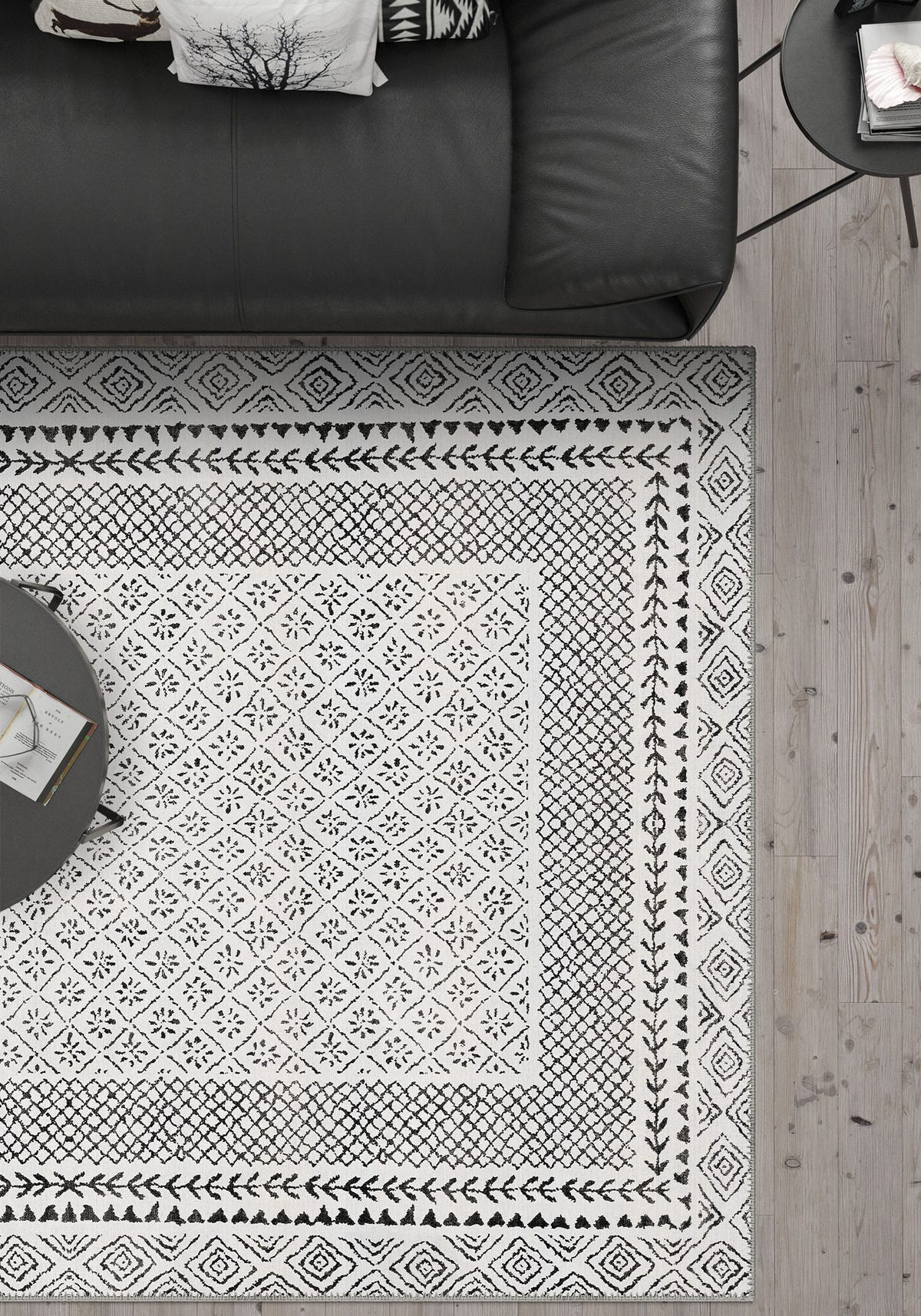 Calyra Grey Bordered Rug